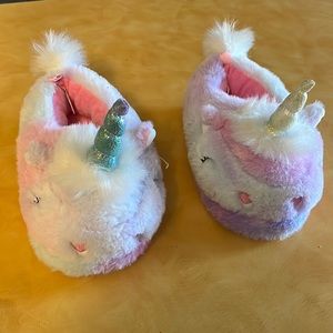 Fluffy Unicorn Slippers With Solid Soles